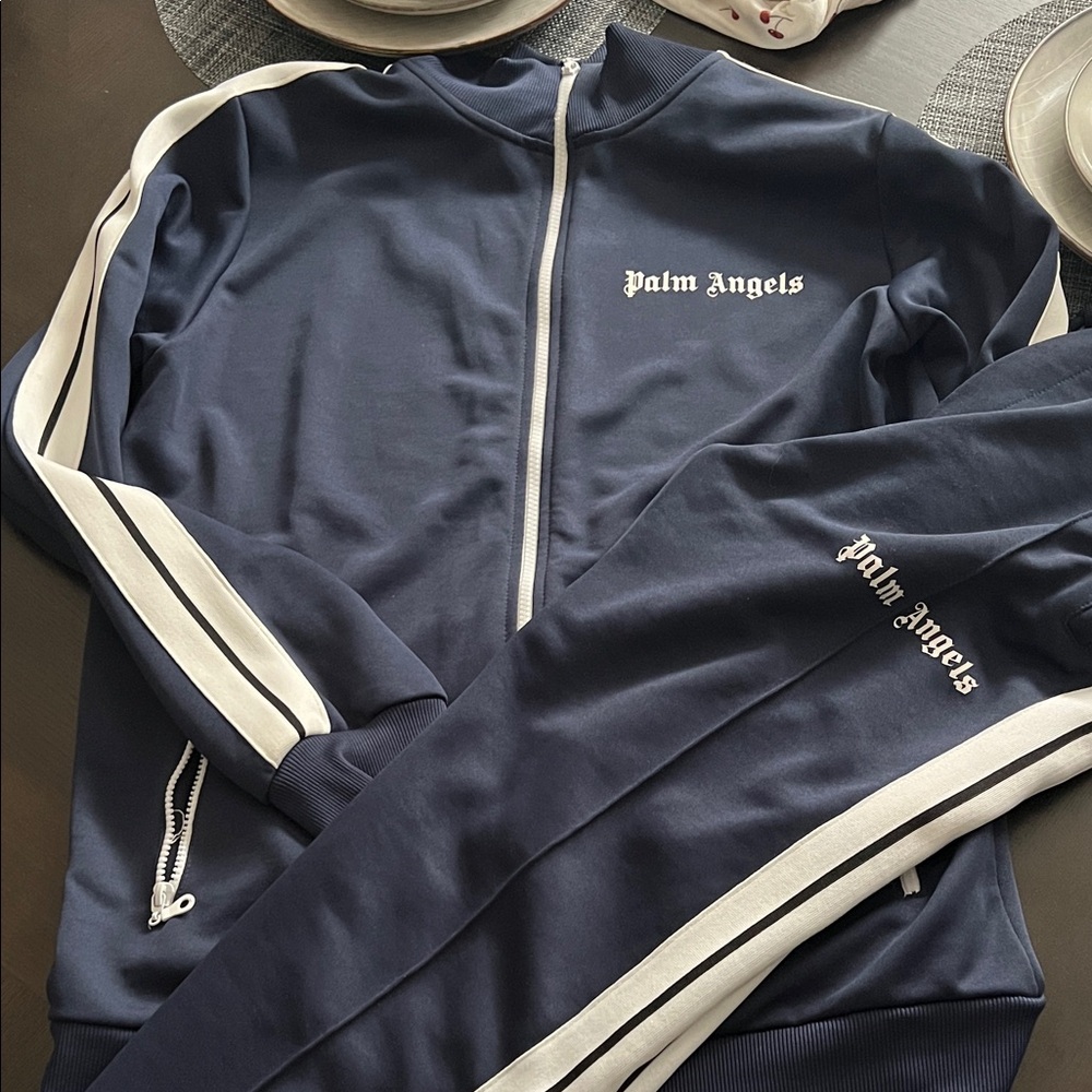 Palm Angels Men's Blue Zip-Up Sweater